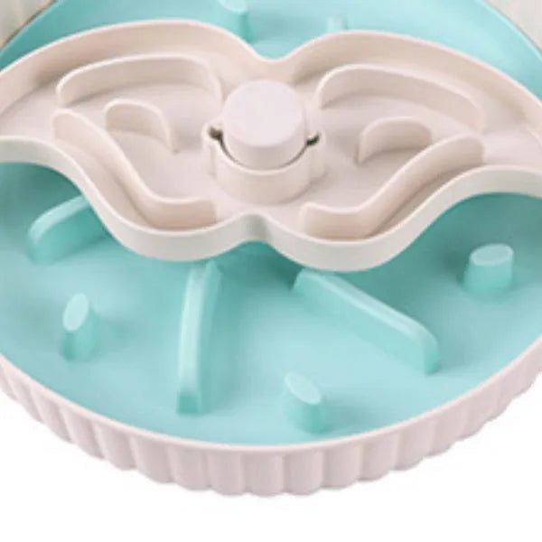 Rotating pet food basin with silica gel anti-choke mat in beige blue gray green or red