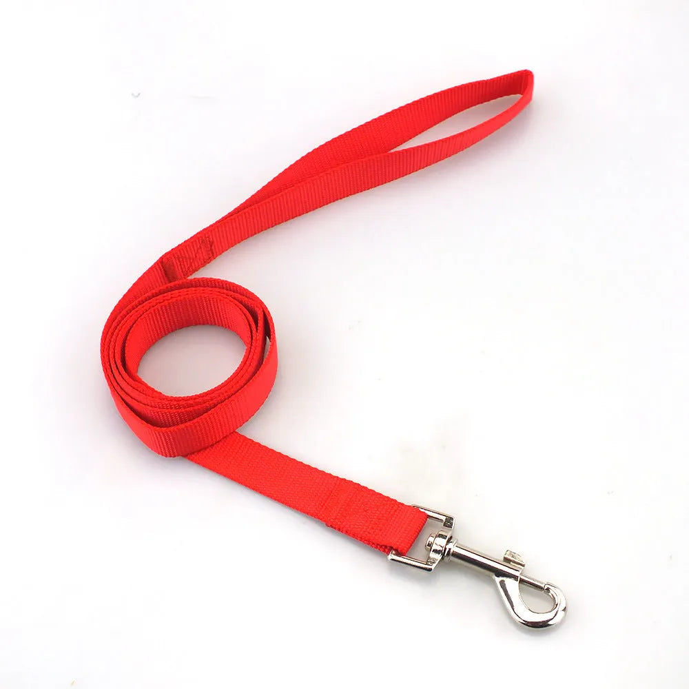 Solid colour dog lead rope in hand-holding loop design with various colour options displayed