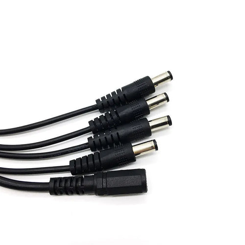 Black DC 1-in-4 monitoring power splitter cable for CCTV security cameras