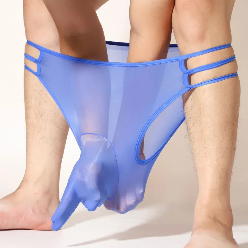 Men's transparent elephant nose shorts in various colours with mid waist design and nylon fabric