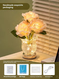 Crystal flowers design USB rechargeable table lamp with touch dimming control on wooden surface