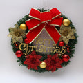 30cm wooden Christmas garland wreath with red bowknot design on window