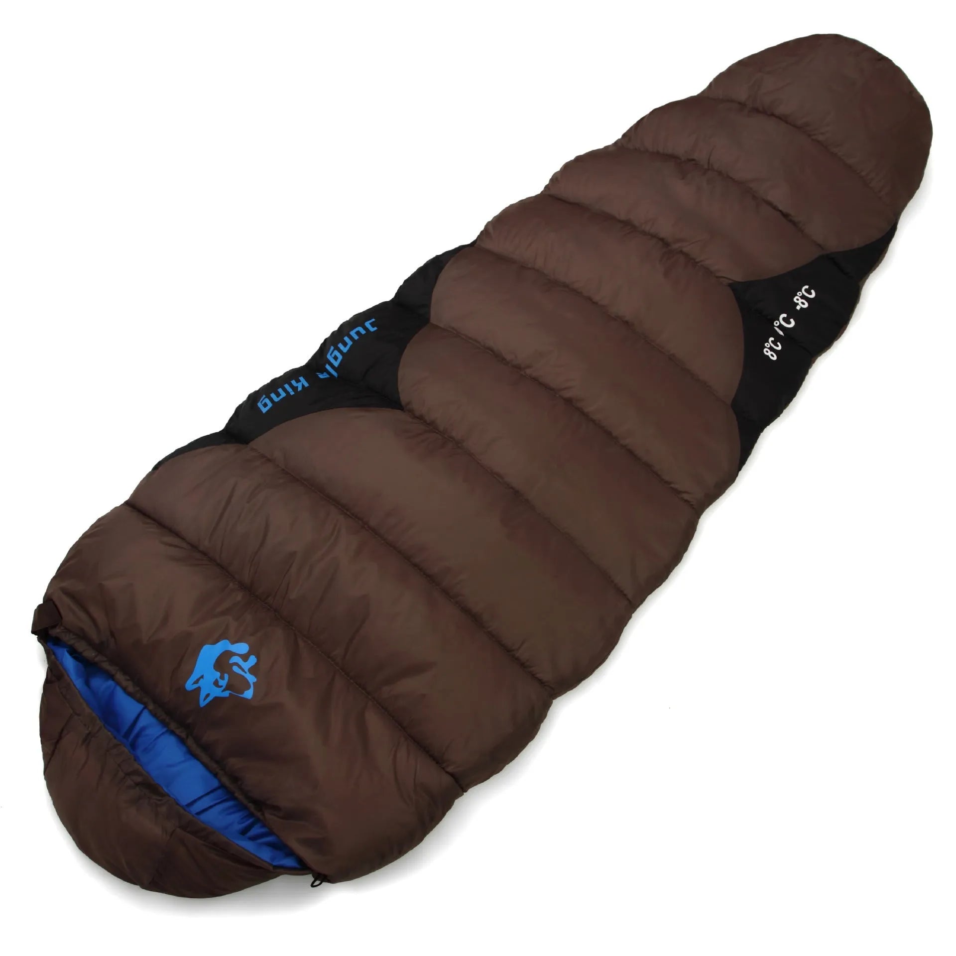 Mummy style camping sleeping bag in Army Green colour with compression storage bag.