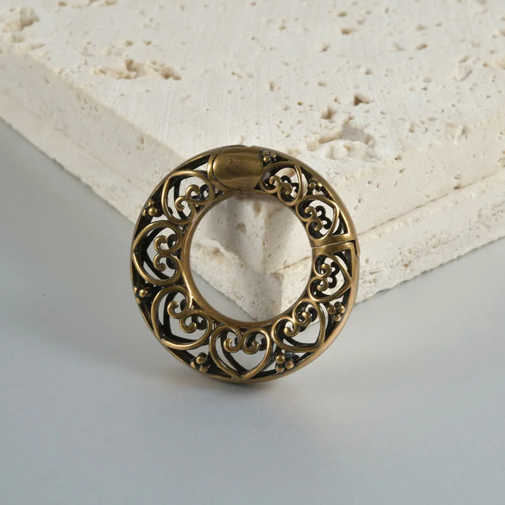 Retro heart-shaped or lotus magnetic earrings in antique silver or ancient gold finish