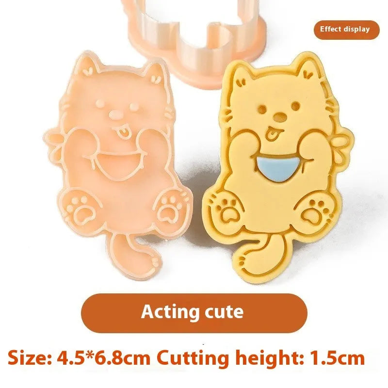 Three dimensional plastic biscuit mould with puppy cartoon designs for baking