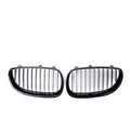 Carbon fibre pattern front grille for BMW 5-Series E60 E66 models on black background.
