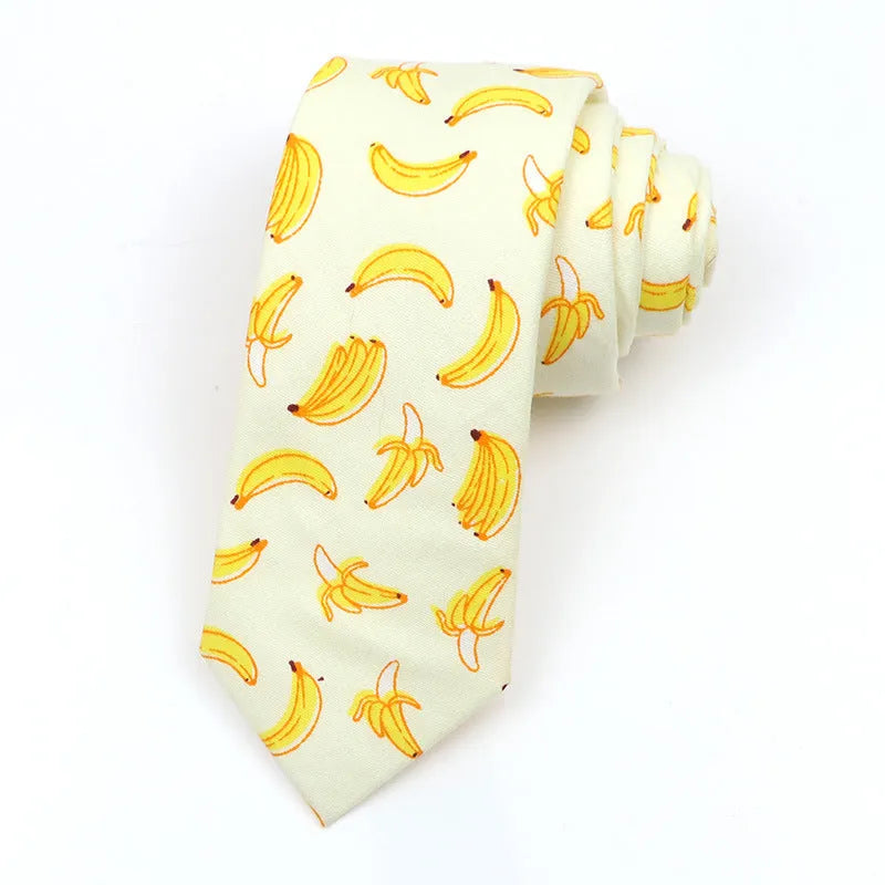 Korean style narrow men's cotton bow tie with a printed cartoon pattern, shown in colour GH21-01.