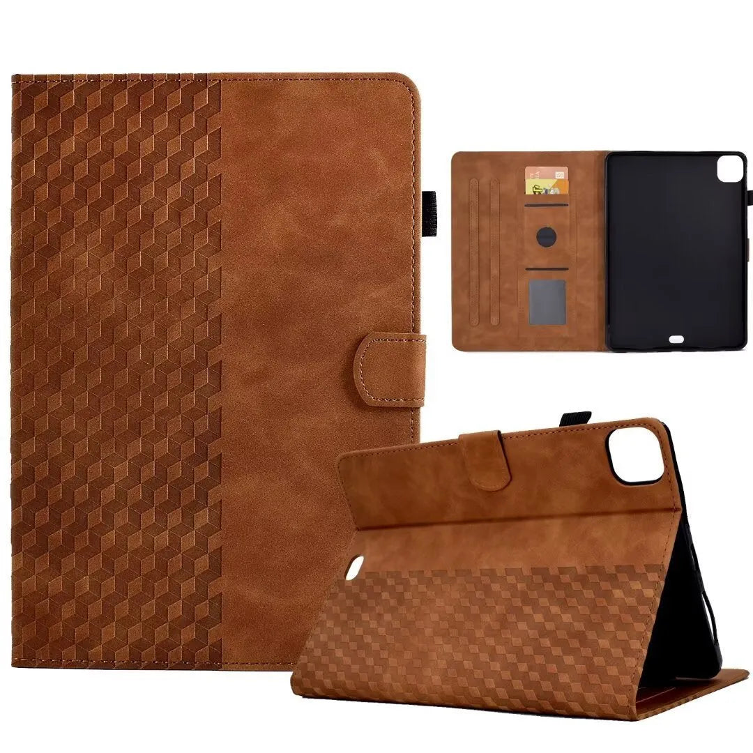 Leather iPad case for 11-inch Pro and Air with card holder slots and a folded-out kickstand
