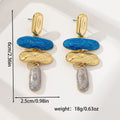 Geometric shaped stud earrings with multicolour electroplated finish on zinc alloy