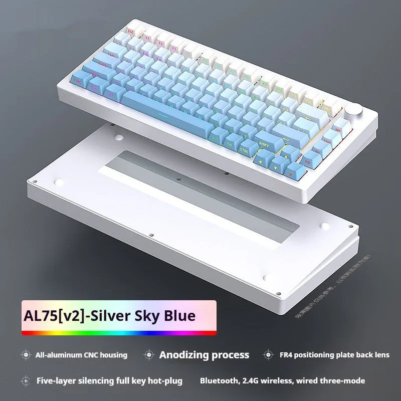 Heiji Snake aluminum mechanical keyboard kit with key puller and USB receiver on dark surface