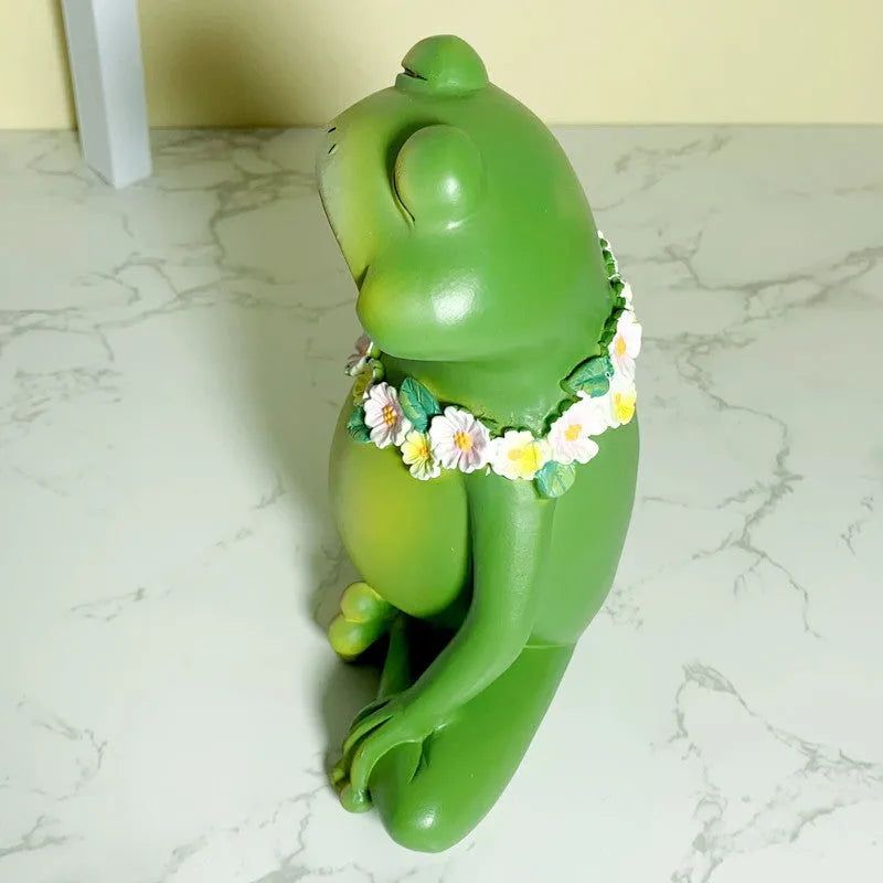 RDW123 coloured Magic Yoga Frog plastic and resin ornament on a display surface.