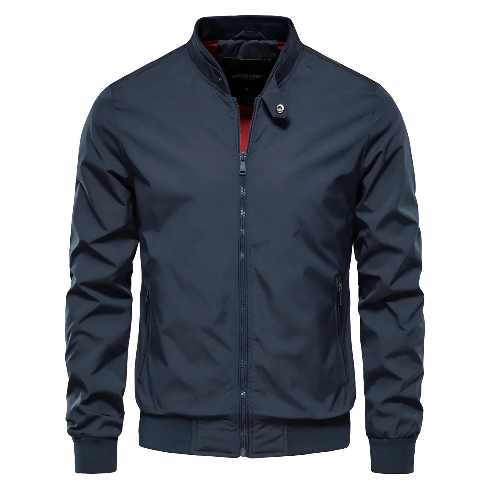 Men's solid colour thin casual jacket in dark blue, black, or army green.