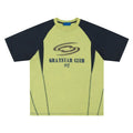Men's blue raglan sleeve t-shirt with large white letter print in loose fit style