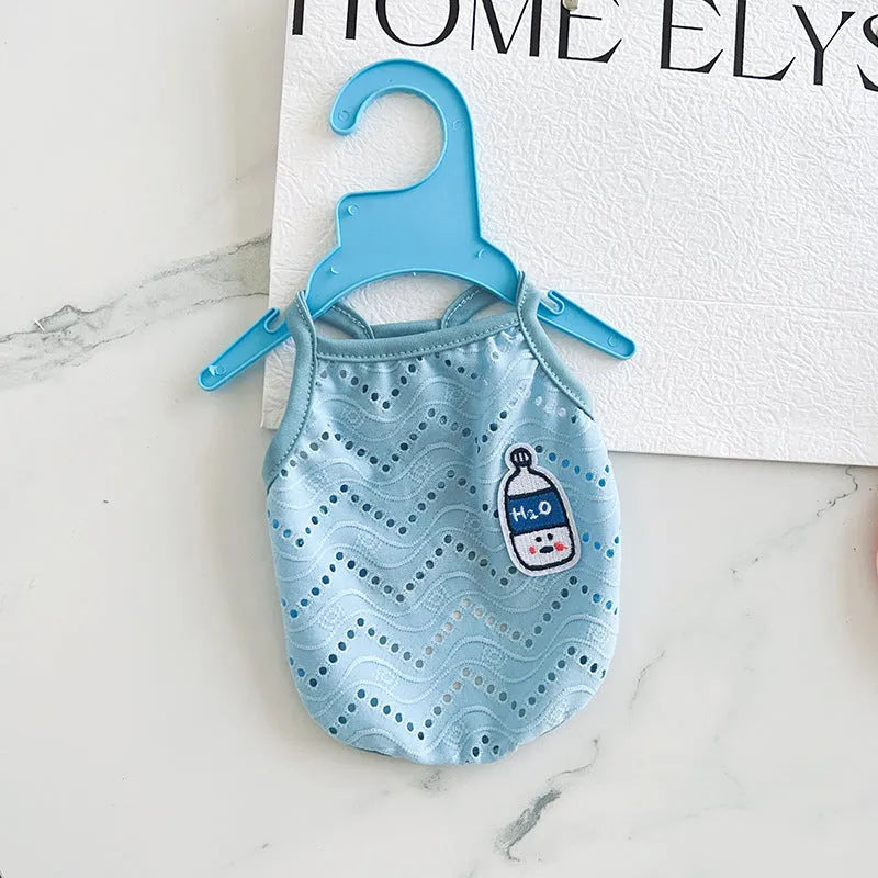 Mesh strap pet vest for dogs in blue colour with adjustable fastenings