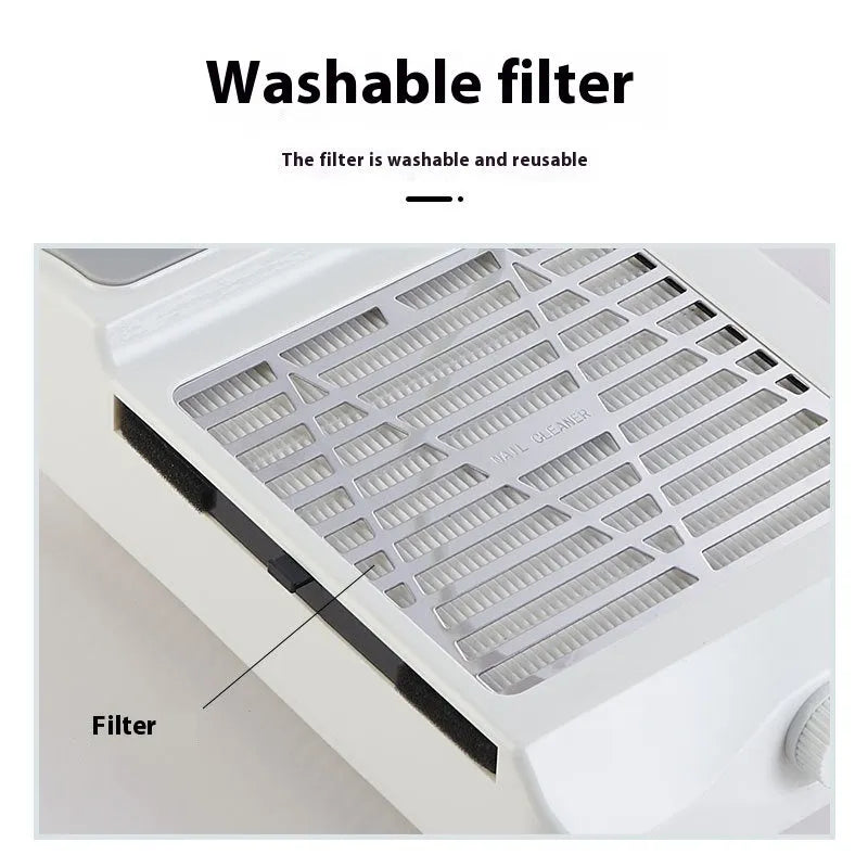 White multifunctional nail polishing machine with vacuum cleaner and four-in-one grinder system