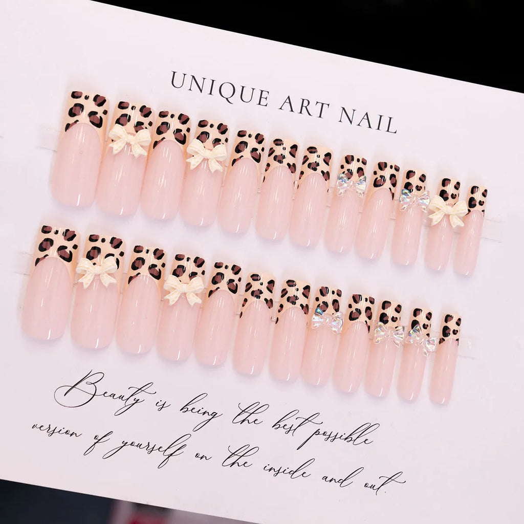 Leopard print butterfly pattern nail art decorative pieces for manicures