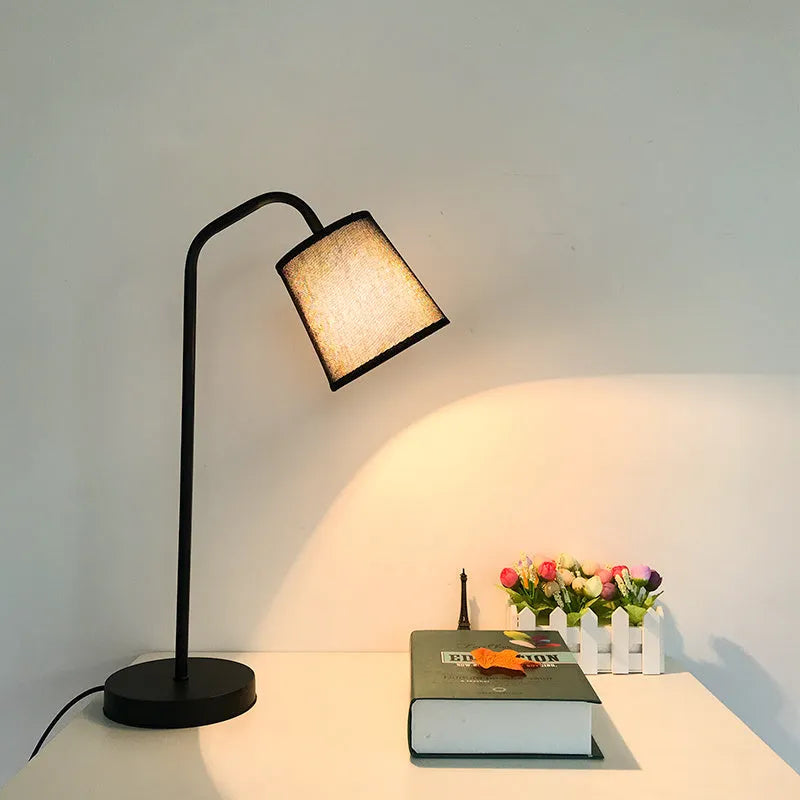 Modern Nordic table lamp with LED light source and solid wood base