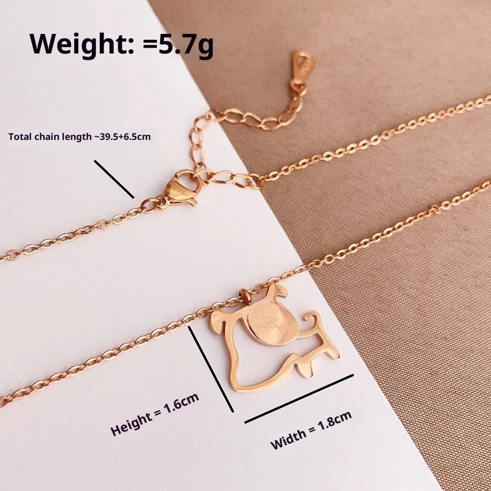 Rose gold titanium steel clavicle chain necklace with geometric line design and electroplated finish
