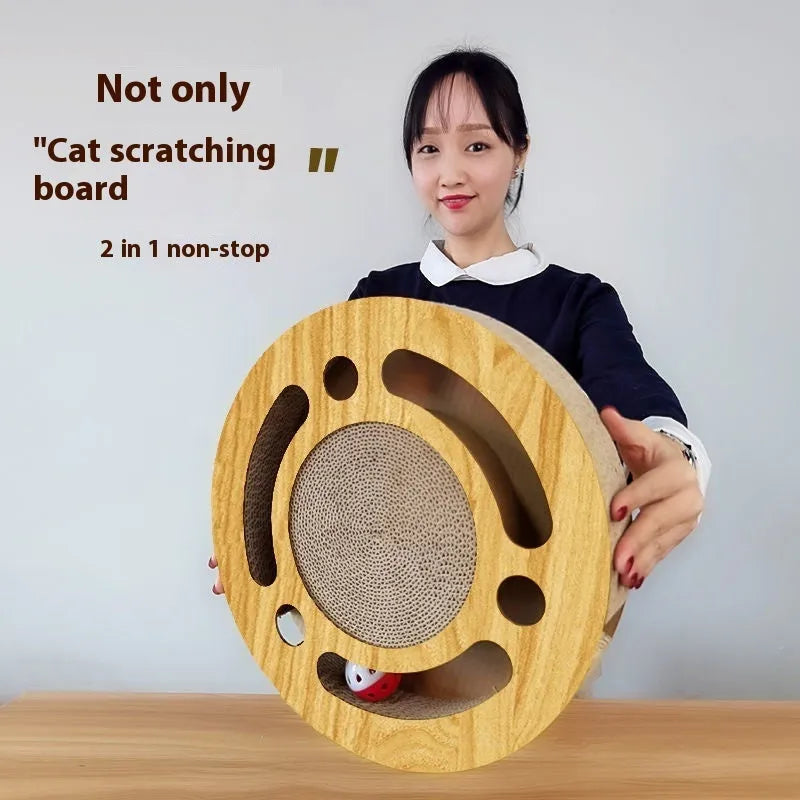 Corrugated paper cat scratch board with ball toy in multiple style options