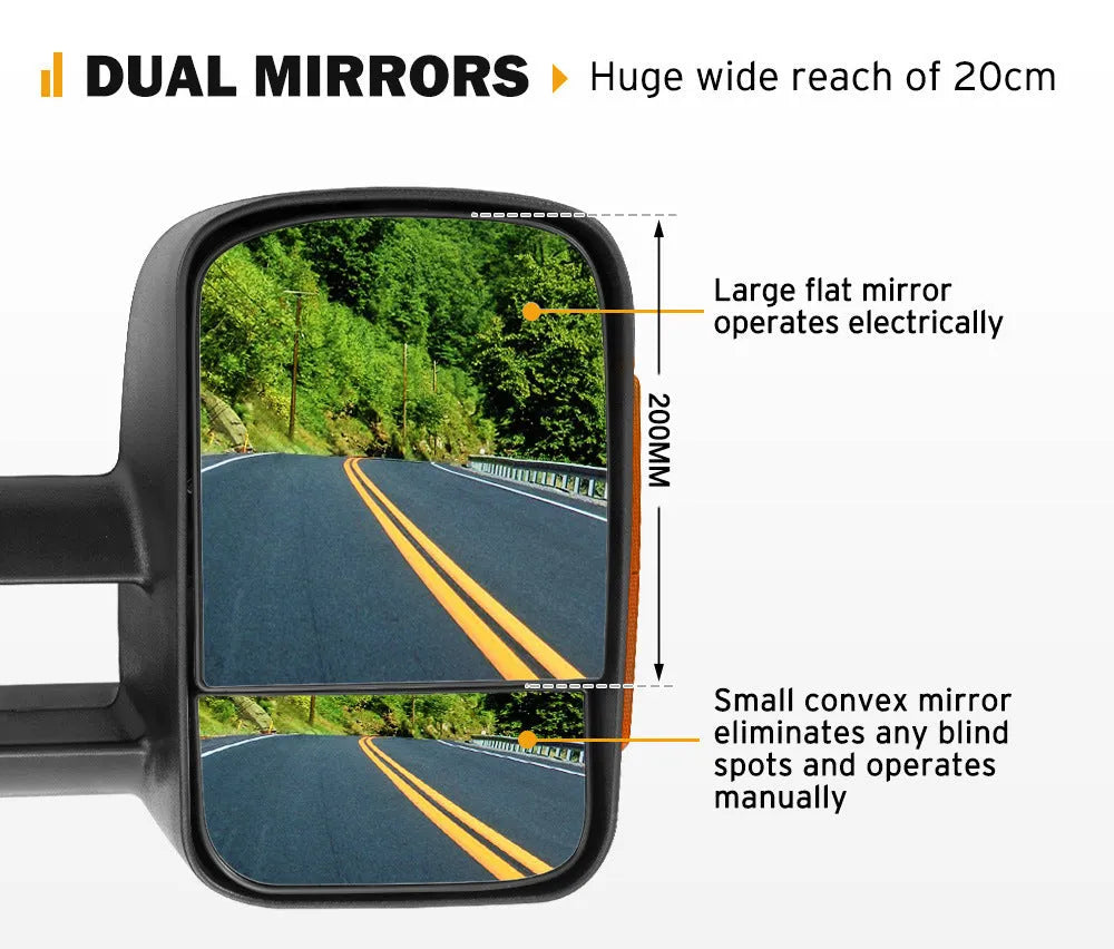 Black electric side mirror with integrated light for Nissan NP300 D23 2015-on