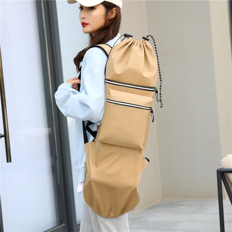 Waterproof nylon skateboard backpack for yoga and outdoor sports with multiple colour options