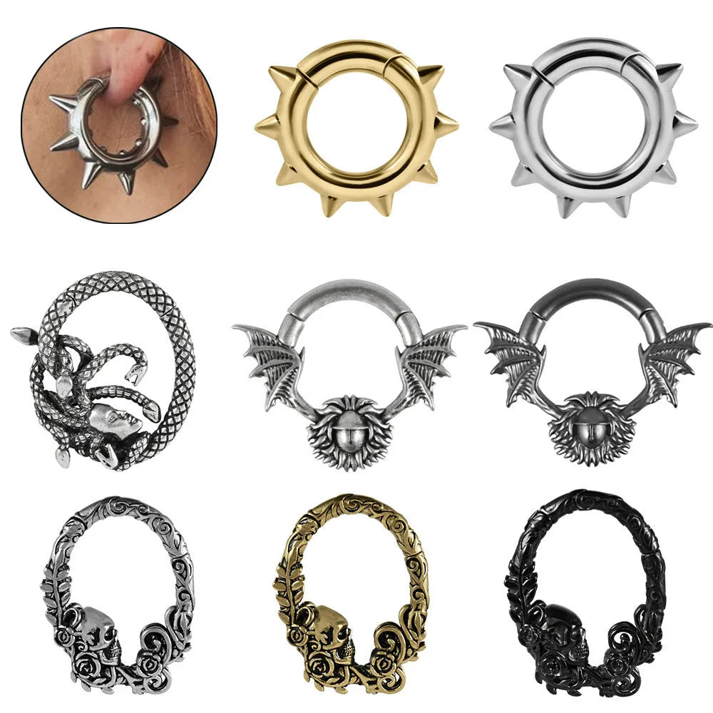 A pair of copper geometric magnetic ear extenders with a 15mm conical round magnet in one of eight style variations.