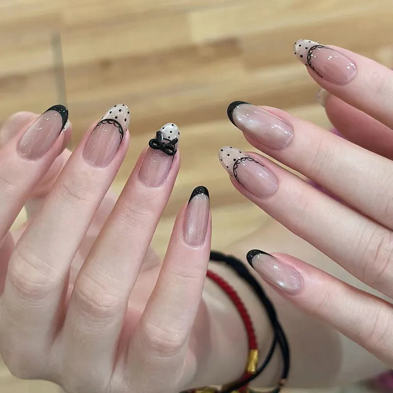 False nails for girls showing short square and coffin shapes in various solid and sparkle colours