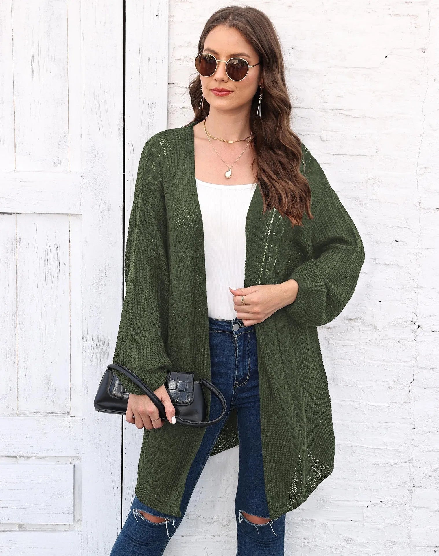 Women's loose acrylic sweater coat in free size with European American styling