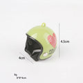 Small hard plastic pet helmet with elastic adjustment straps and sponge lining for chickens and birds