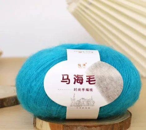 Hand-woven mohair wool ball for DIY scarf knitting projects in multiple colour options