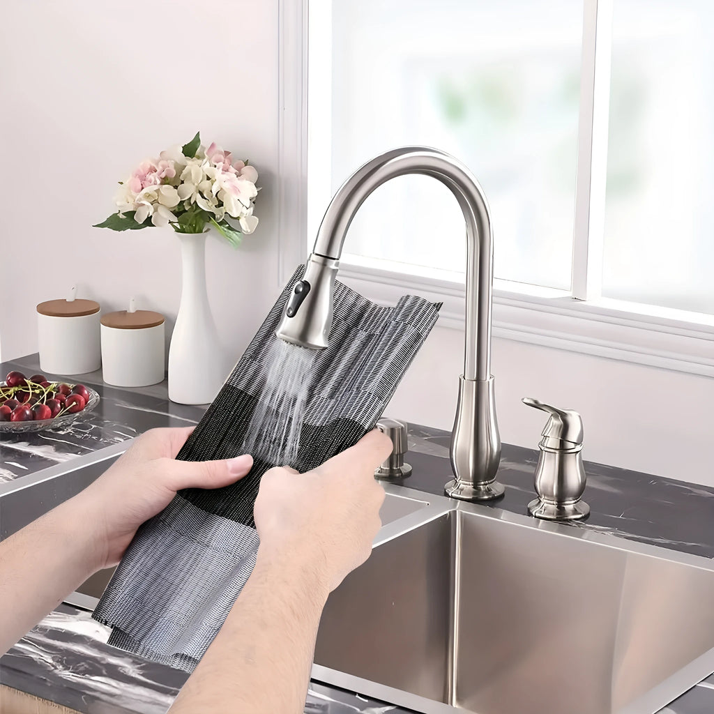 PVC non-slip placemat in modern minimalist style showing gradient bamboo and metallic colour options