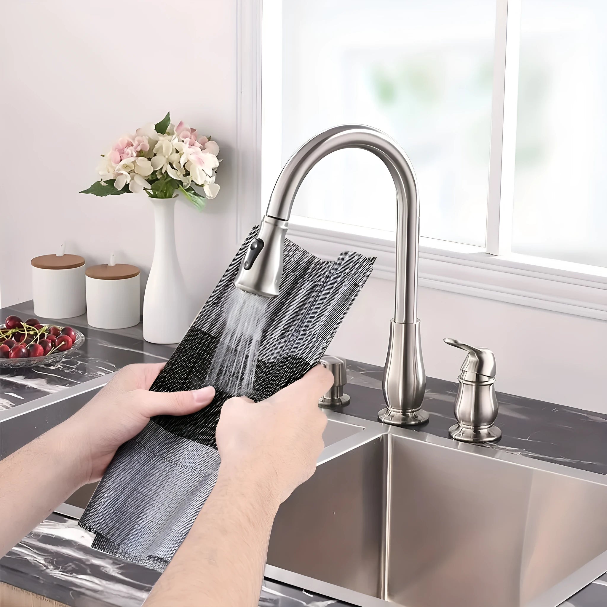 PVC non-slip placemat in modern minimalist style showing gradient bamboo and metallic colour options