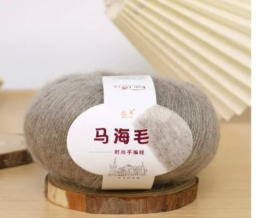 Hand-woven mohair wool ball for DIY scarf knitting projects in multiple colour options