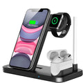 15W folding 4-in-1 wireless charging stand showing iPhone and Apple Pencil charging simultaneously