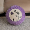 Square butterfly embroidered cushion in beige, black, or purple colour options