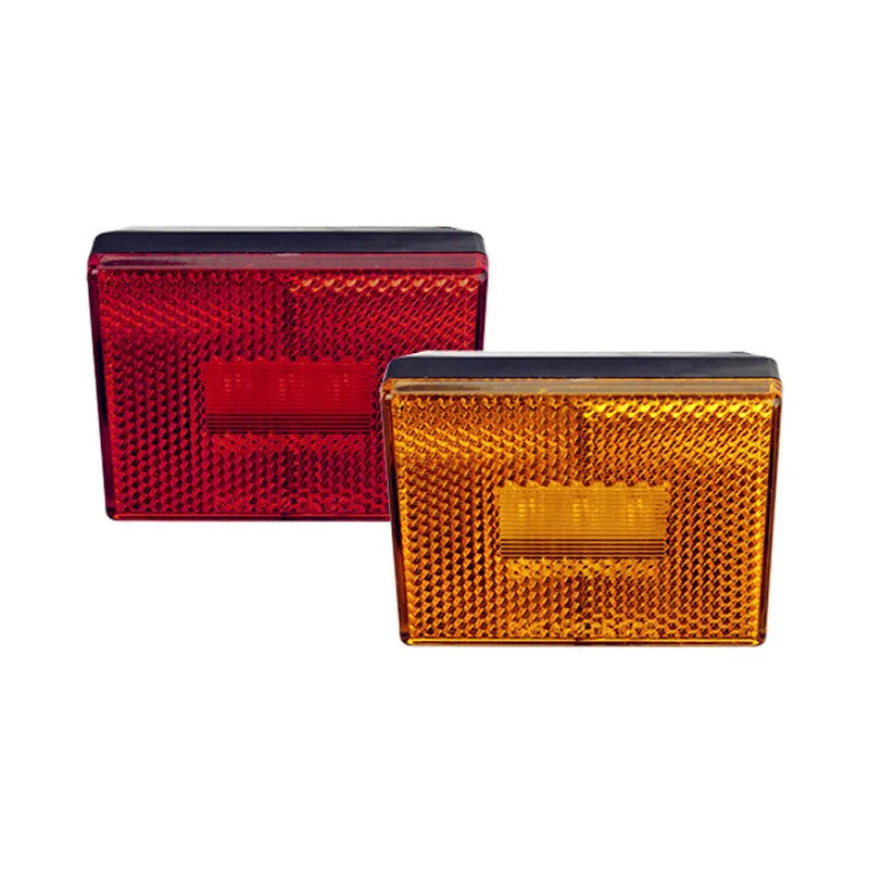 Red LED trailer side marker clearance lamp with 19cm wire on white background.