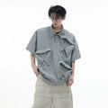 Men's deconstructed collar polo shirt with geometric pattern in loose fit polyester