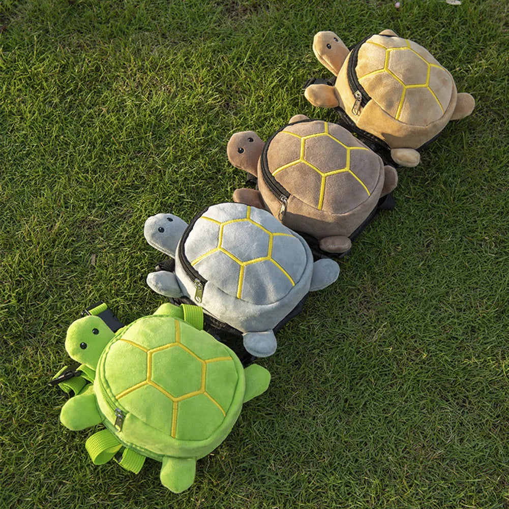 Turtle-shaped dog backpack harness carrier with metal zipper in velvet material