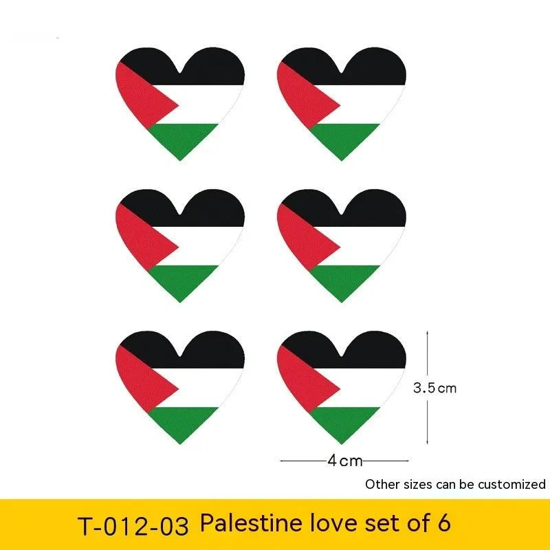 Palestinian flag car decal sticker on a vehicle window.