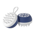 Yellow silicone pet bath brush with massage head design for dog and cat grooming during bath time