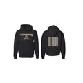 Black pullover hoodie with drop-shoulder sleeves in European and American fit