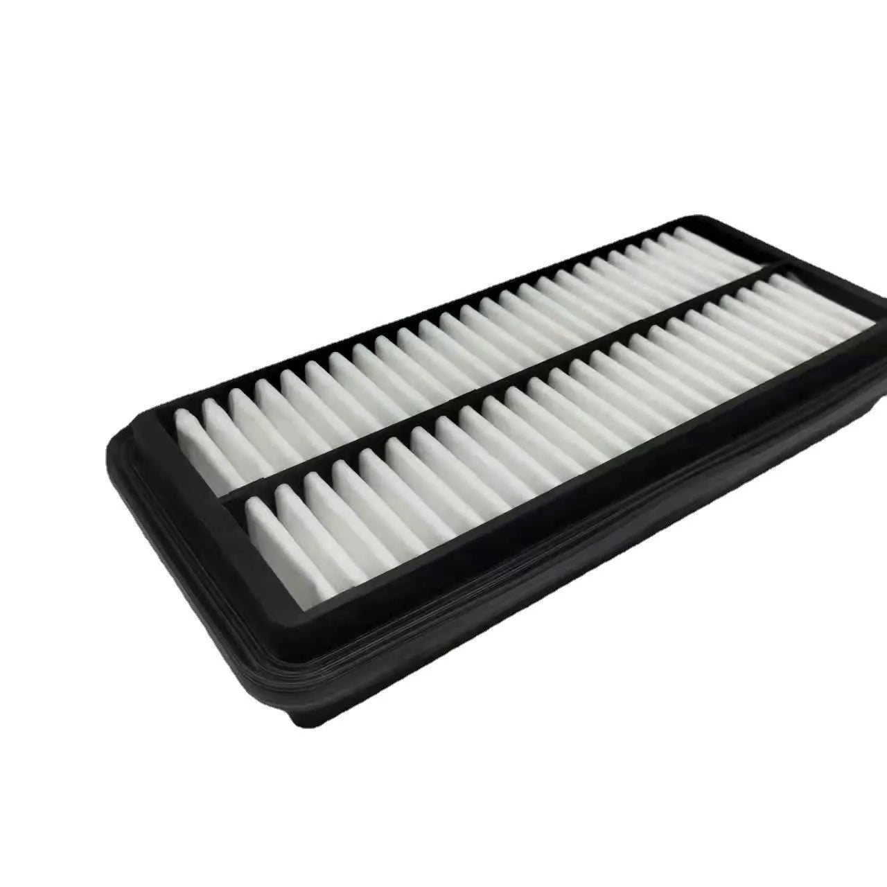 Rectangular black car air filter measuring 256mm by 113mm by 40mm for Modern vehicle applications