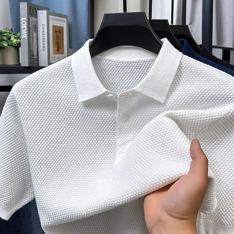 Loose fit pure cotton short sleeve sweater shown in available colours with size range information