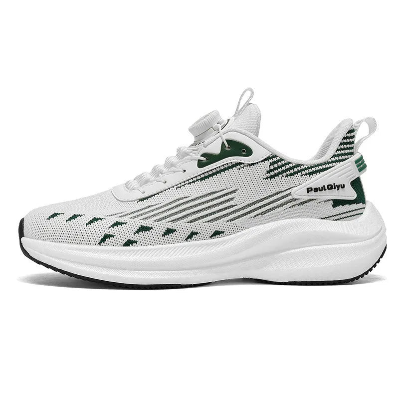 Men's rotating buckle Fly-kit mesh casual sports running shoes in three colour options