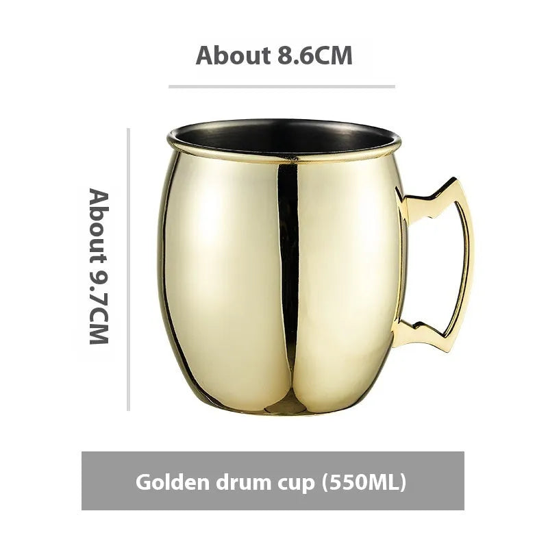 Stainless steel Moscow Mule cup with copper plating in hammer point style showing metallic finish.