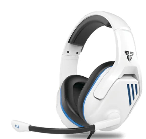 MH86 black and white gaming headset with 50mm drivers and flexible microphone