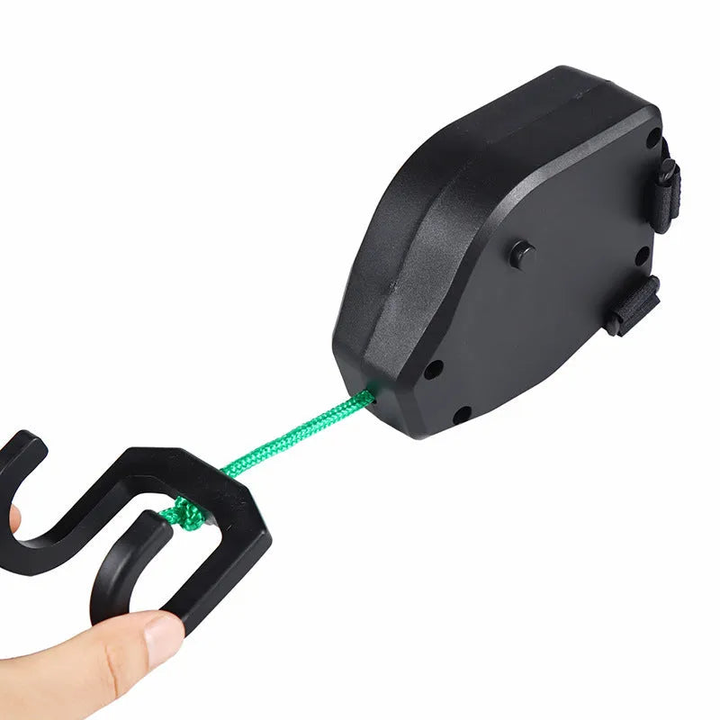Black plastic/resin bicycle trailer traction device with trailer rope for mountain bike towing