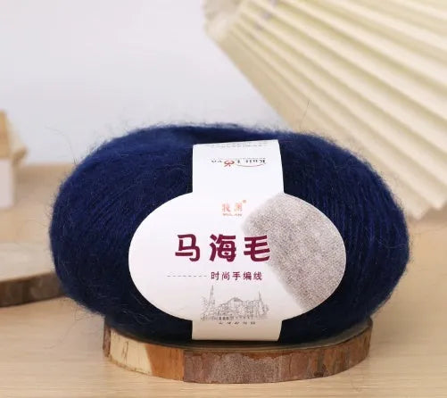 Hand-woven mohair wool ball for DIY scarf knitting projects in multiple colour options
