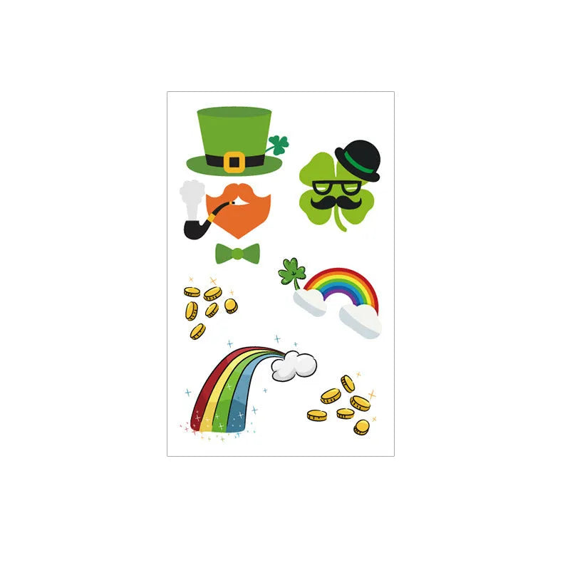St. Patrick's Day clover design temporary tattoo sticker measuring 120×75mm