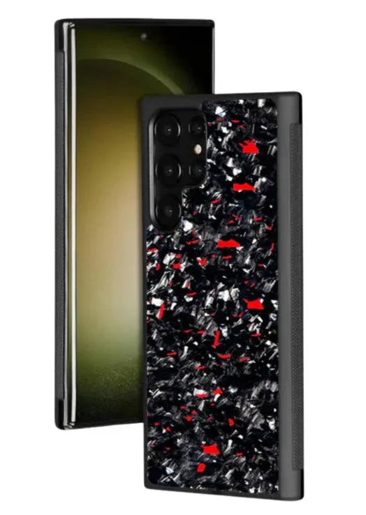 Samsung Galaxy phone case with forged carbon fibre pattern in multiple colour options.